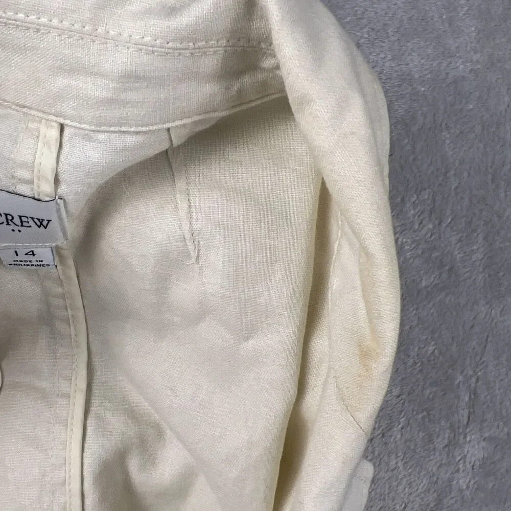 J.Crew Womens Beige Single Button Blazer Jacket Size 14